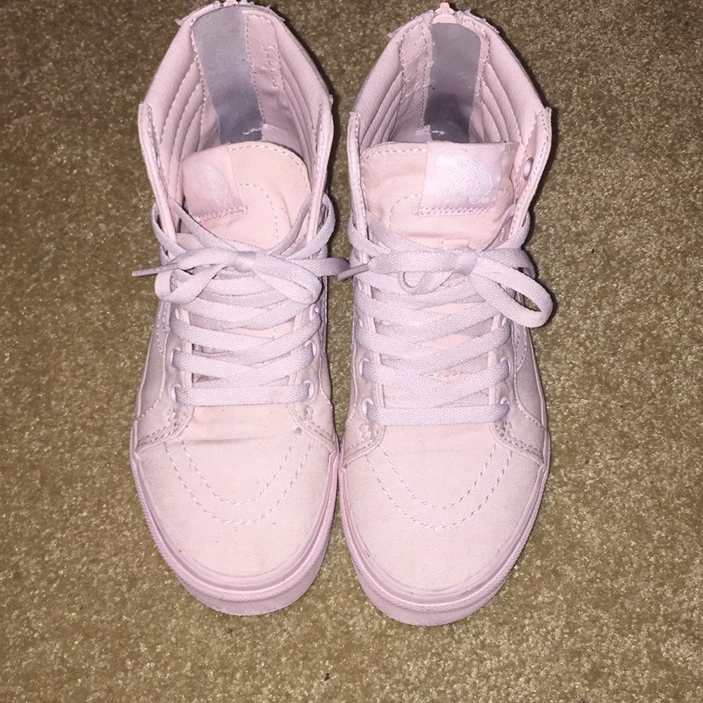 pale pink high top vans sneaker